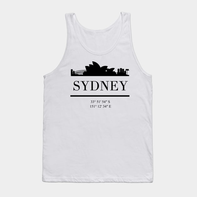 SYDNEY AUSTRALIA BLACK SILHOUETTE SKYLINE ART Tank Top by deificusArt